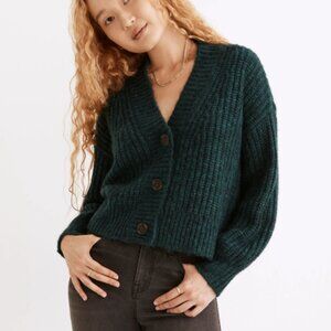 Madewell Waller Crop Cardigan Sweater Green XXS